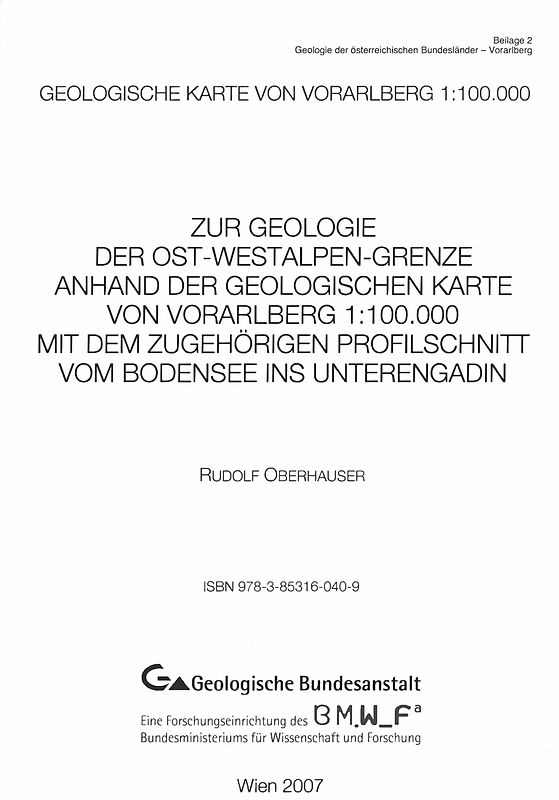 Geologische Karte von Vorarlberg. 1:100000: Kurzerläuterungen