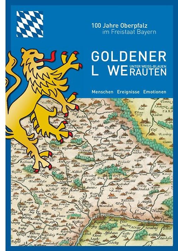 Goldener Löwe unter weiß-blauen Rauten