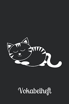 Vokabelheft: Katze schwarz weiß Katzenmotiv Tiere Tiermotiv schwarzes Vokabelheft 2 Spalten 6x9Zoll (ca A5) für Vokabeln zum Sprachen lernen ... ) liniertes Buch,120 Seiten, Softcover