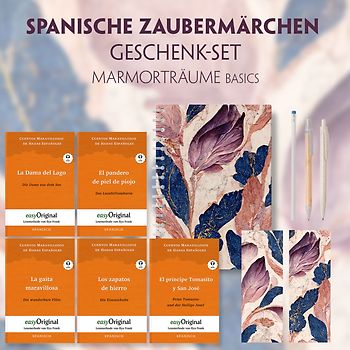 Spanische Zaubermärchen Geschenkset - 5 Bücher (mit Audio-Online) + Marmorträume Schreibset Basics