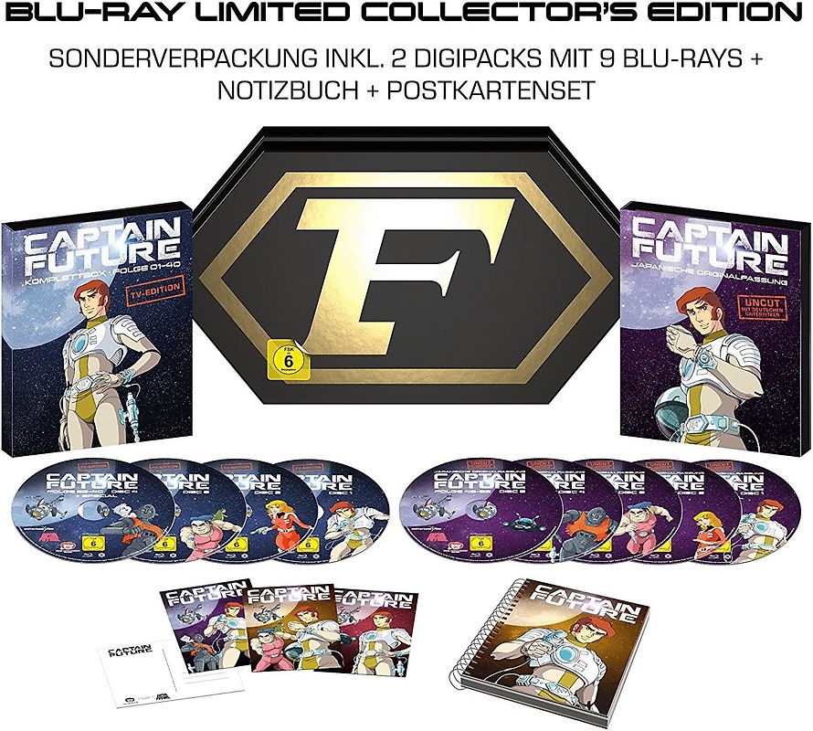 Captain Future - Komplettbox [Limited Collector's Edition, inkl. Notizbuch, 4 Postkarten, 9 Discs] Blu-ray Disc