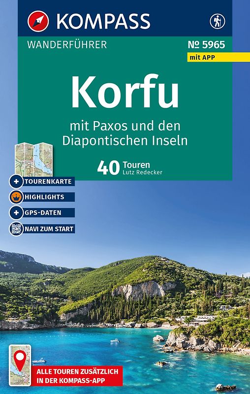 KOMPASS Wanderführer Korfu mit Paxos und den Diapontischen Inseln, 40 Touren mit Extra-Tourenkarte