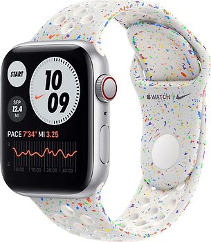Apple Watch Nike SE 40 mm Boîtier aluminium argent Bracelet Sport Nike platine pur S/M [Wi-Fi + Cellulaire]