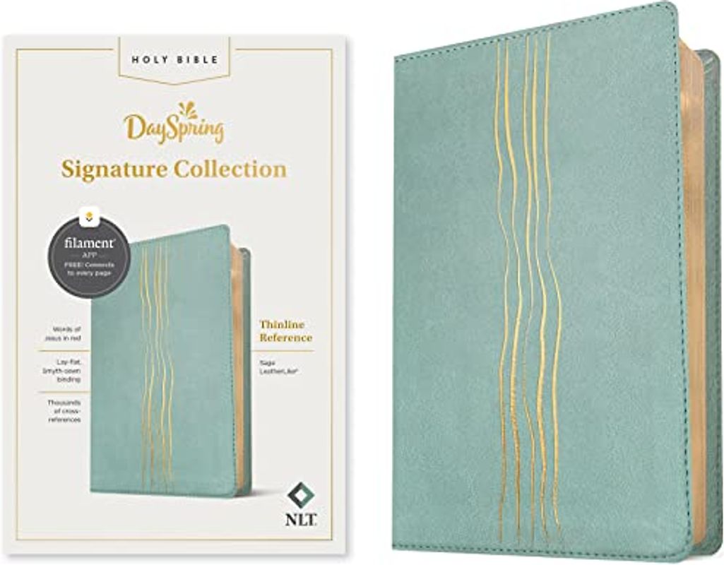Holy Bible: Nlt Thinline Reference Bible, Filament Enabled Edition Red Letter, Leatherlike, Sage (Dayspring Signature Collection)