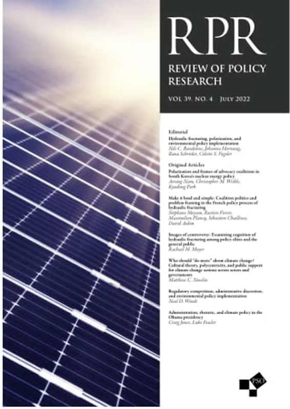 Review Of Policy Research: Vol 39. No. 4 July 2022