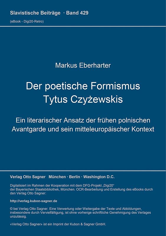 Der poetische Formismus Tytus Czyżewskis