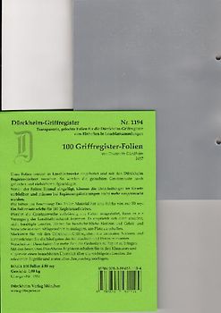 100 DürckheimRegister®-FOLIEN für STEUERGESETZE u.a; zum Einheften und Unterteilen der Gesetzessammlungen