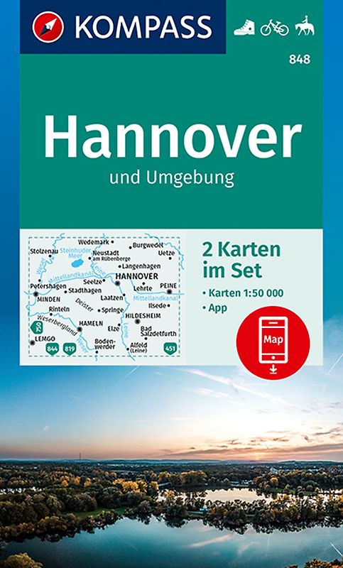 KOMPASS Wanderkarten-Set 848 Hannover und Umgebung (2 Karten) 1:50.000