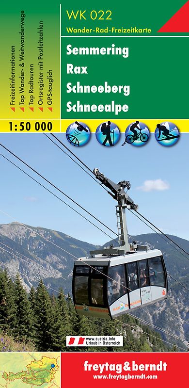 WK 022 Semmering - Rax - Schneeberg - Schneealpe, Wanderkarte 1:50.000