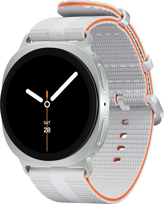 Samsung Galaxy Watch8 40 mm Boîtier aluminium argent sur Sport Chic M/L blanc [Wi-Fi + 4G]