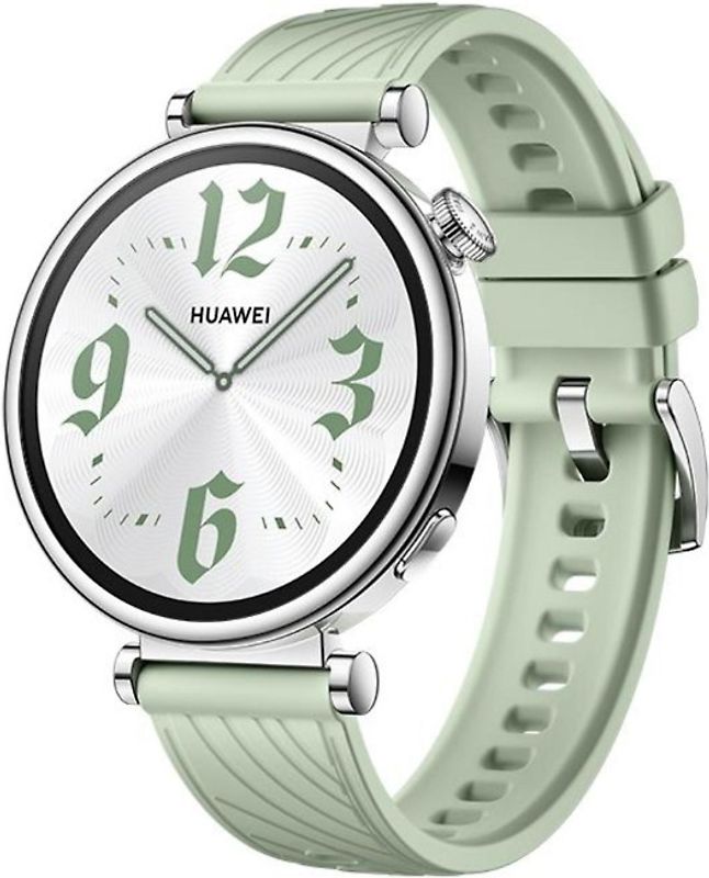 Huawei Watch GT 4 41 mm argent avec bracelet fluorélastomère vert