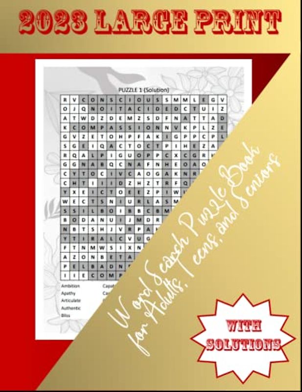 2023 Large Print Word Search Puzzle Book for Adults, Teens, and Seniors: Word search puzzle books for promoting relaxation and stress reduction