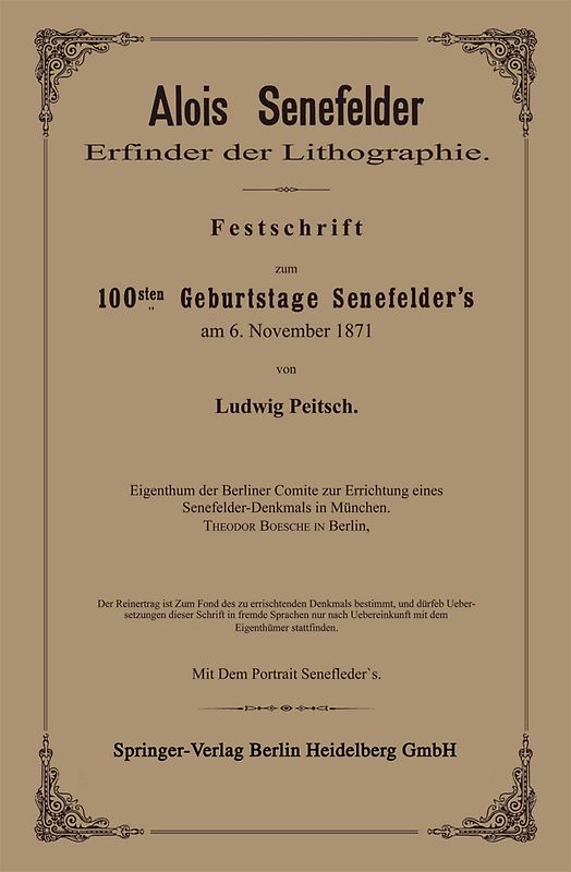 Alois Senefelder Erfinder der Lithographie