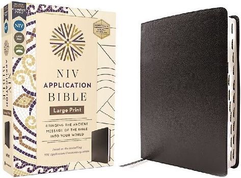 NIV Application Bible, Large Print, European Bonded Leather, Black, Red Letter, Indexed, Comfort Print