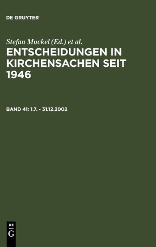 Entscheidungen in Kirchensachen seit 1946 / 1.7. - 31.12.2002