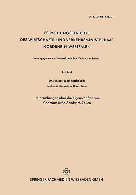 Untersuchungen über die Eigenschaften von Cadmiumsulfid-Sandwich-Zellen