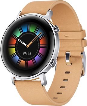 Huawei Watch GT 2 42 mm argent et bracelet cuir gravel beige