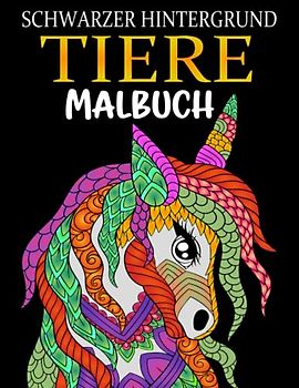 Tiere Malbuch Schwarzer Hintergrund: Ausmalbuch für Erwachsene | 45 Tier-Mandalas auf schwarzem Hintergrund Entspannen und Stressabbau | A4 Format
