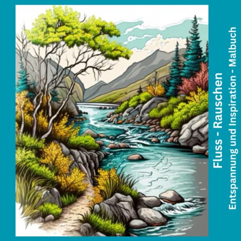 Fluss-Rauschen für Entspannung und Inspiration-Malbuch: ein Fluss-Malbuch für jeden Wasser Liebhaber, 34 Fluss-Motive zum Ausmalen, Entspannen und Entdecken 8.5 * 8.5 zoll / 21,59 * 21,59 cm
