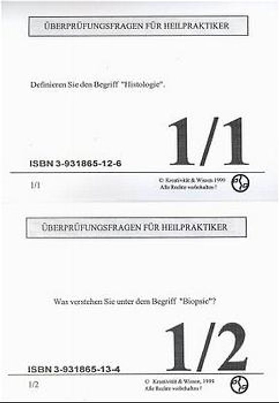 Original-Überprüfungsfragen für Heilpraktiker in Karteikartenform, Innere Medizin