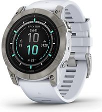 Image of Garmin Epix Pro (Gen 2) 51 mm steengrijs/titanium met witte polsband [wifi, Sapphire] (Refurbished)