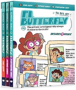 P.I. Butterfly Box Set (Gone Guppy, Birthday Bandit, Disappearing Daisy) for Curious Kids Ages 6-11, Interactive Kids Mystery Early Graphic Novel Gift Box Set
