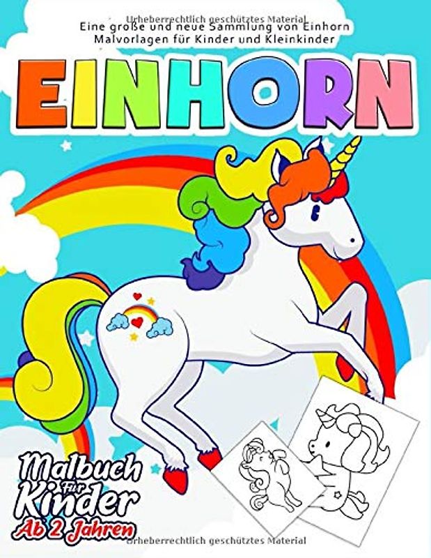 Einhorn-Malbuch für Kinder ab 2 Jahren: 50 Malvorlagen für Kinder - Einhorn-Malbuch ab 2 Jahren - Geschenke für kinder Mädchen und Jungen ( Buch ab 2 Jahren )