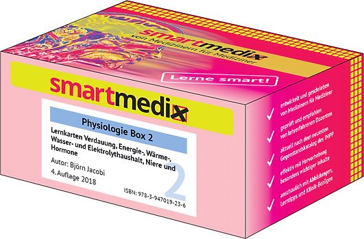 SmartMedix Lernkarten Physiologie Box 2: Verdauung, Energie-, Wärme-, Wasser- und Elektrolythaushalt, Niere und Hormone