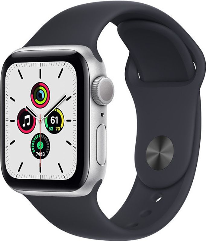 Apple Watch SE 40 mm boîter aluminium argent et bracelet sport noir [Wi-Fi]