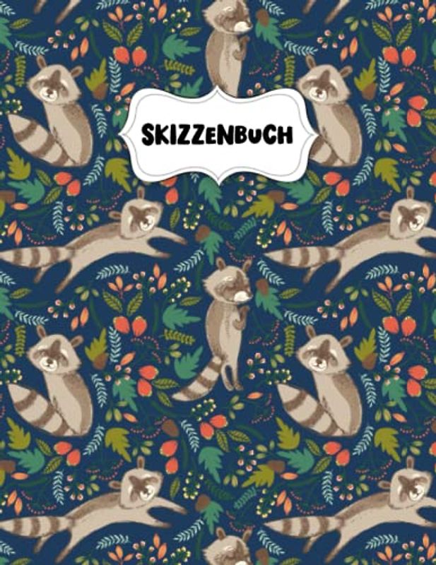 Skizzenbuch: Hübscher Waschbär Zeichenblock A4 für Kinder: Blanko Zeichenmappe A4 Zeichen Block