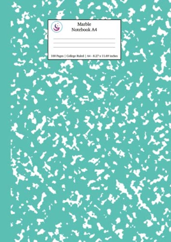 Marble Notebook A4: Turquoise Marble College Ruled Journal (School Supplies, Band 6)