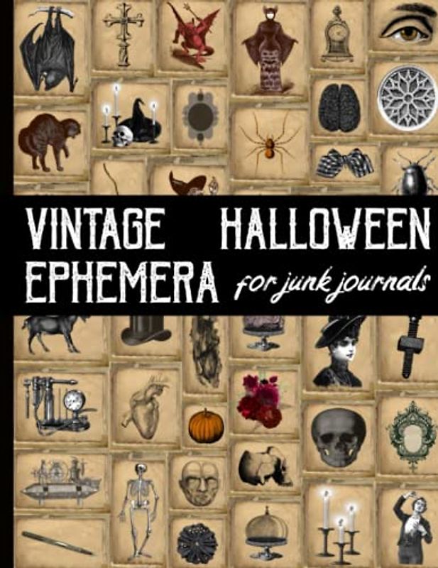 Vintage Halloween Ephemera for Junk Journals: Vintage Scrapbooking Supplies and Collage Art | Mystical Stitches | Scary and Dark Shadows Cards | One Side Card Gothic Journal