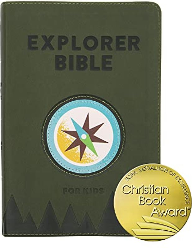 CSB Explorer Bible for Kids, Olive Compass Leathertouch