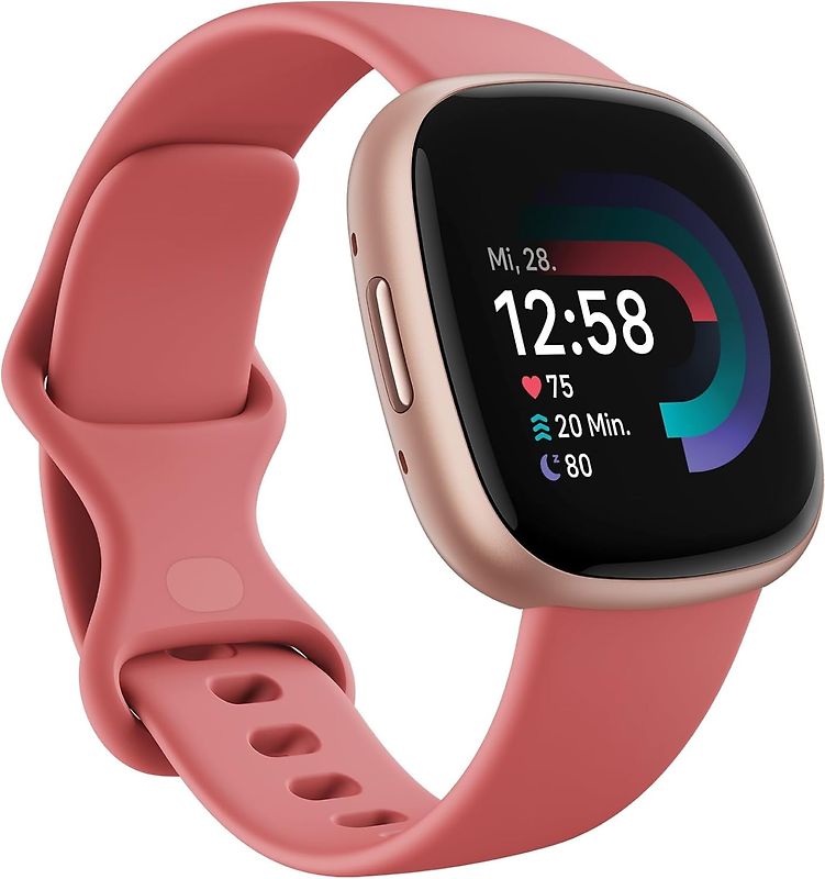 FitBit Versa 4 40 mm aluminium cuivre rosé et bracelet silicone rose [Wi-Fi]