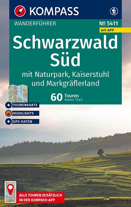 KOMPASS Wanderführer Schwarzwald Süd mit Naturpark, Kaiserstuhl und Markgräflerland, 60 Touren mit Extra-Tourenkarte