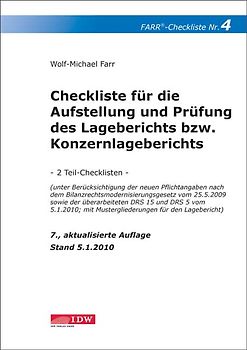 Checkliste für die Aufstellung und Prüfung des Lageberichts bzw. Konzernlageberichts