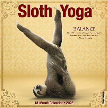 Sloth Yoga 2026 7 X 7 Mini Wall Calendar