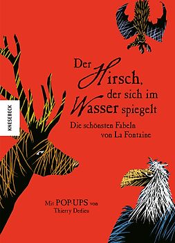 Der Hirsch, der sich im Wasser spiegelt