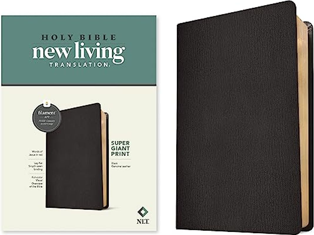 NLT Super Giant Print Bible, Filament Enabled (Genuine Leather, Black, Red Letter)