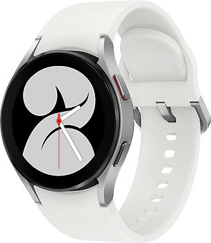Samsung Galaxy Watch4 40 mm Aluminiumgehäuse silber am Silikonarmband weiß [Wi-Fi + 4G]