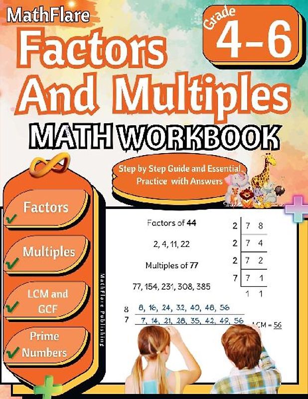Factors and Multiples Math Workbook 4th to 6th Grade
