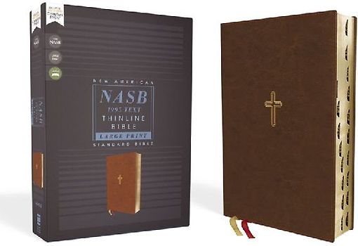 Nasb, Thinline Bible, Large Print, Leathersoft, Brown, Red Letter Edition, 1995 Text, Thumb Indexed, Comfort Print
