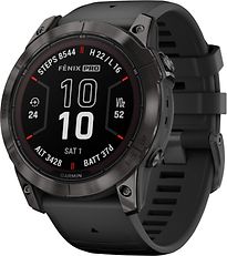 Garmin Fenix 7X Pro 51 mm koolstofzwart titanium met een zwarte siliconen polsband [Wi-Fi, Sapphire Solar Edition] - refurbished