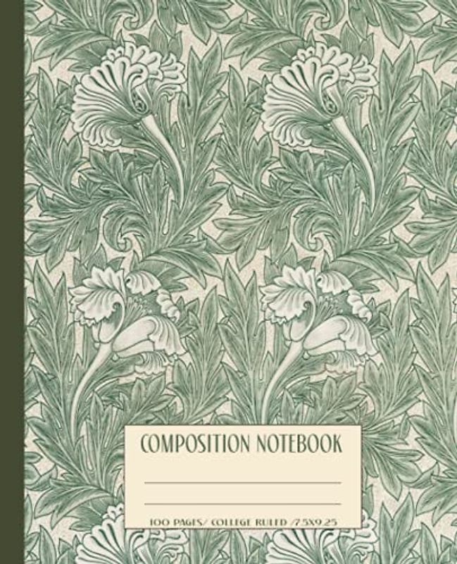 Composition Notebook: Art Nouveau flower design texture. Stylish aesthetic vintage effect notebook. Art lover school gift