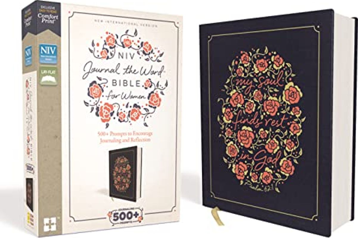 NIV, Journal the Word Bible for Women, Cloth over Board, Navy, Red Letter, Comfort Print: 500+ Prompts to Encourage Journaling and Reflection