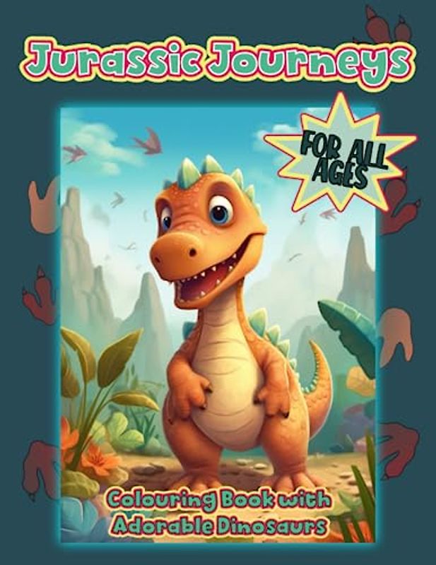 Jurassic Journeys: Colouring Book with Adorable Dinosaurs for Kids and Adults: Cute Dinosaurs Colouring Book for Relaxation and Fun