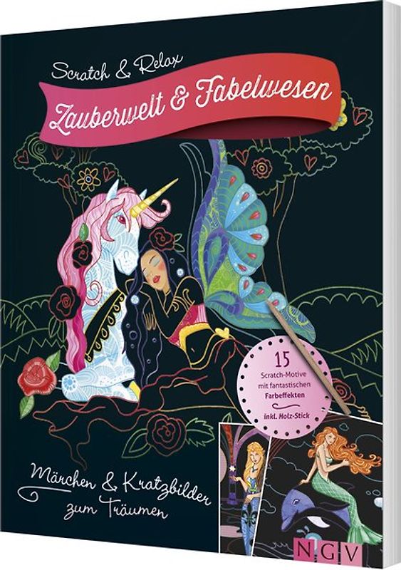 Zauberwelt & Fabelwesen - Kratzbuch mit Bambus-Stick