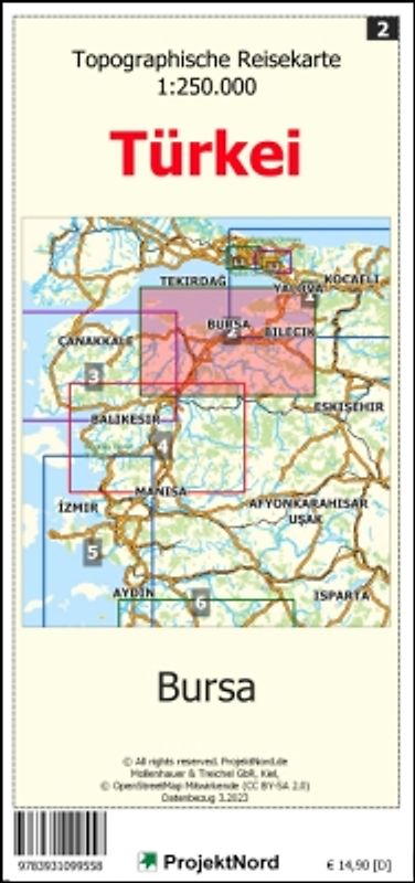Bursa - Topographische Reisekarte 1:250.000 Türkei (Blatt 2)