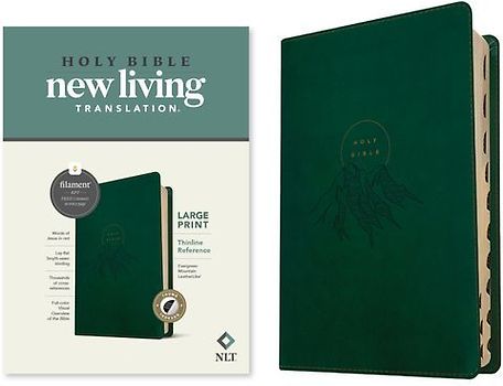 NLT Large Print Thinline Reference Bible, Filament Enabled (Leatherlike, Evergreen Mountain, Indexed, Red Letter)