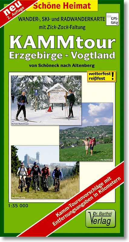 Wander-, Ski- und Radwanderkarte Kammweg Erzgebirge-Vogtland